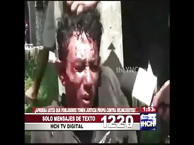 Man being interviewed during lynching