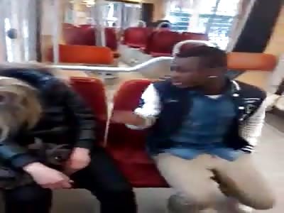 Young black men slap a drunk white girl..