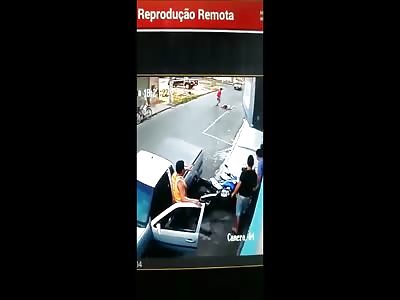 Pedestrian is Hit by out of Control Skidding Biker 