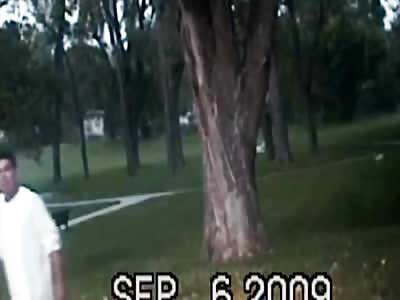 Fat cop shot crazy man