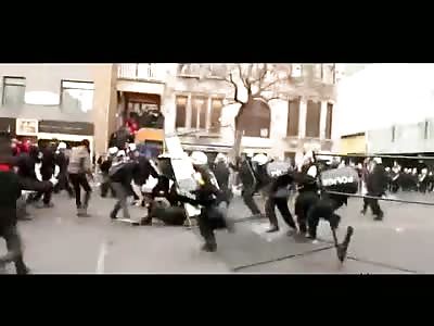 Police With Rioters In Montreal