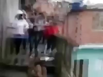 *BRAZIL* Woman gets kicked from stairs just like 300 SPARTA STYLE! LOL