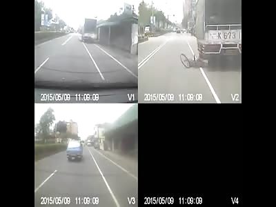 WOMAN DIES CRUSHED BY TRUCK