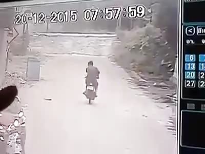 LUCKY BASTARD: MOTORCYCLIST NARROWLY ESCAPES DEATH
