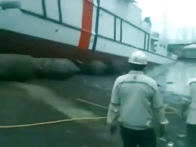Ship Launch goes wrong.