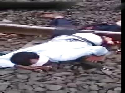  Train accident aftermath .. Man cut in half still moving and talking 