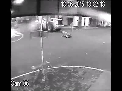 Terrifying moment female scooter rider collides with loader... but rider walks away with only hip fracture injury 