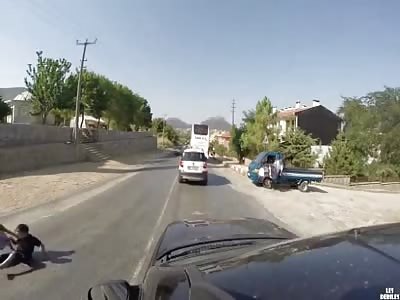  Near Tragedy for Child Running Across Road  