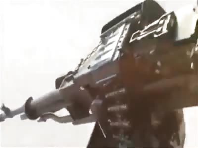 Iraqi Mi-17 Door Gunner Engages Enemy Truck