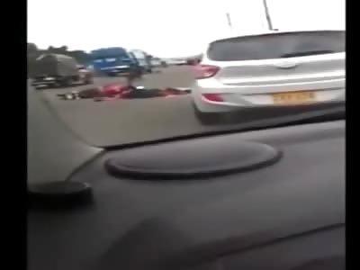 Biker with his head smashed