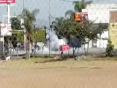 The exact moment when a gas pipe explodes