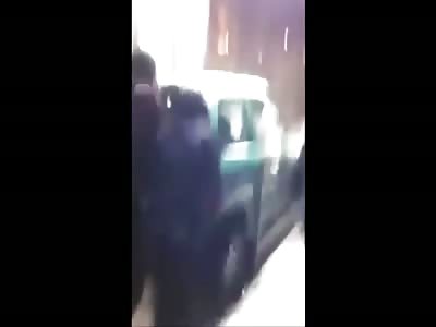 Thugs Push a Car in Subway Stairs at Metro Clemenceau in Brussels