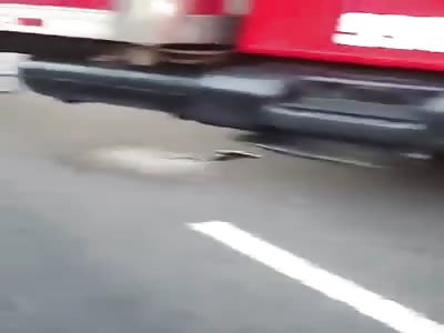 Biker Crushed Between 2 Trucks in Brutal Accident (Aftermath) 