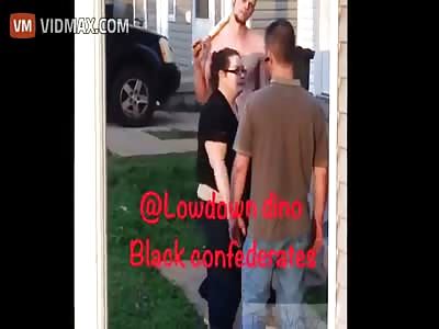 Guy refused to leave this ladies property, gets his jaw broken with a bat